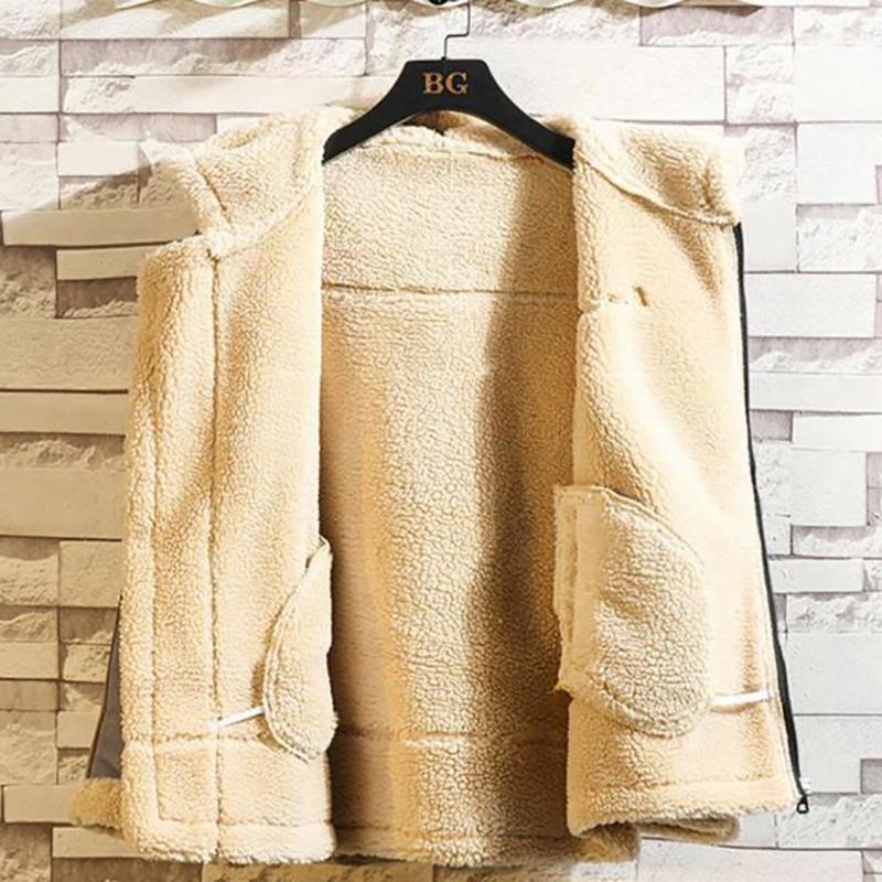 Men Cashmere Jacket Winter Hooded Coat Plus Velvet Thick Warm Jacket Retro Style Coat for Youth