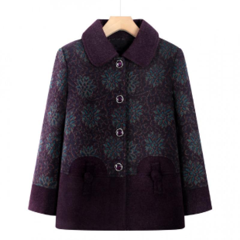 Winter Velvet Thick Coat Old Lady Warm Square Collar Wearing Cotton-padded Clothes Women