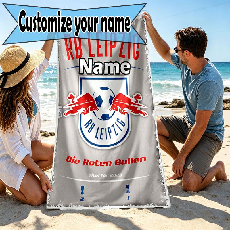 Personalisierter RB Leipzig Strandtuch mit individuellem Namen, für Reise, Camping, Strandparty, Heimdekoration, Geburtstagsgeschenk für Familie & Freunde