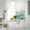 Flowers Bloom Turquoise Plants Roses Window Curtain For Living Room Bedroom Luxury Home Kitchen Decor Items Curtains