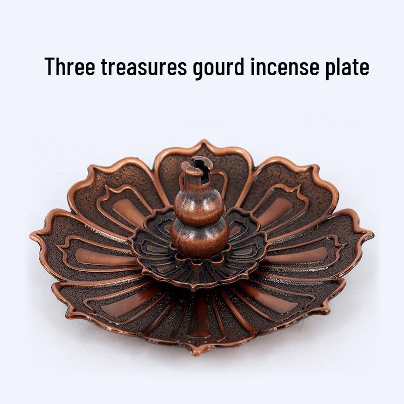 Three Treasures Lotus Gourd Incense Holder and Burner Set