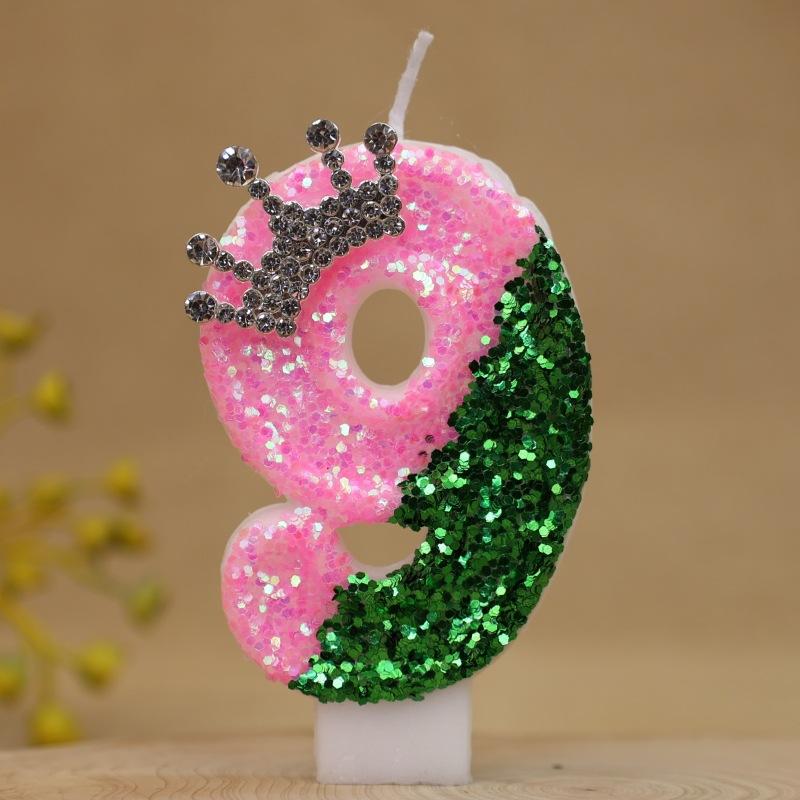 Color Block Number Birthday Candle Cake Decoration First Year Celebration Crown Birthday Candle