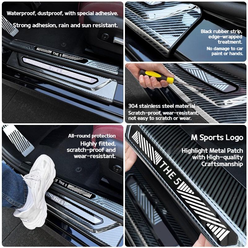 For BMW 5 series G60 2024-2025 car Threshold strips welcome steps guard platesStainless steel vehicle interior accessories