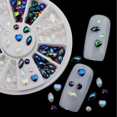 Holographic Mermaid Rhinestones Nail Art Decorations Heart Horse Eyes Designed 3D Manicure Supplies