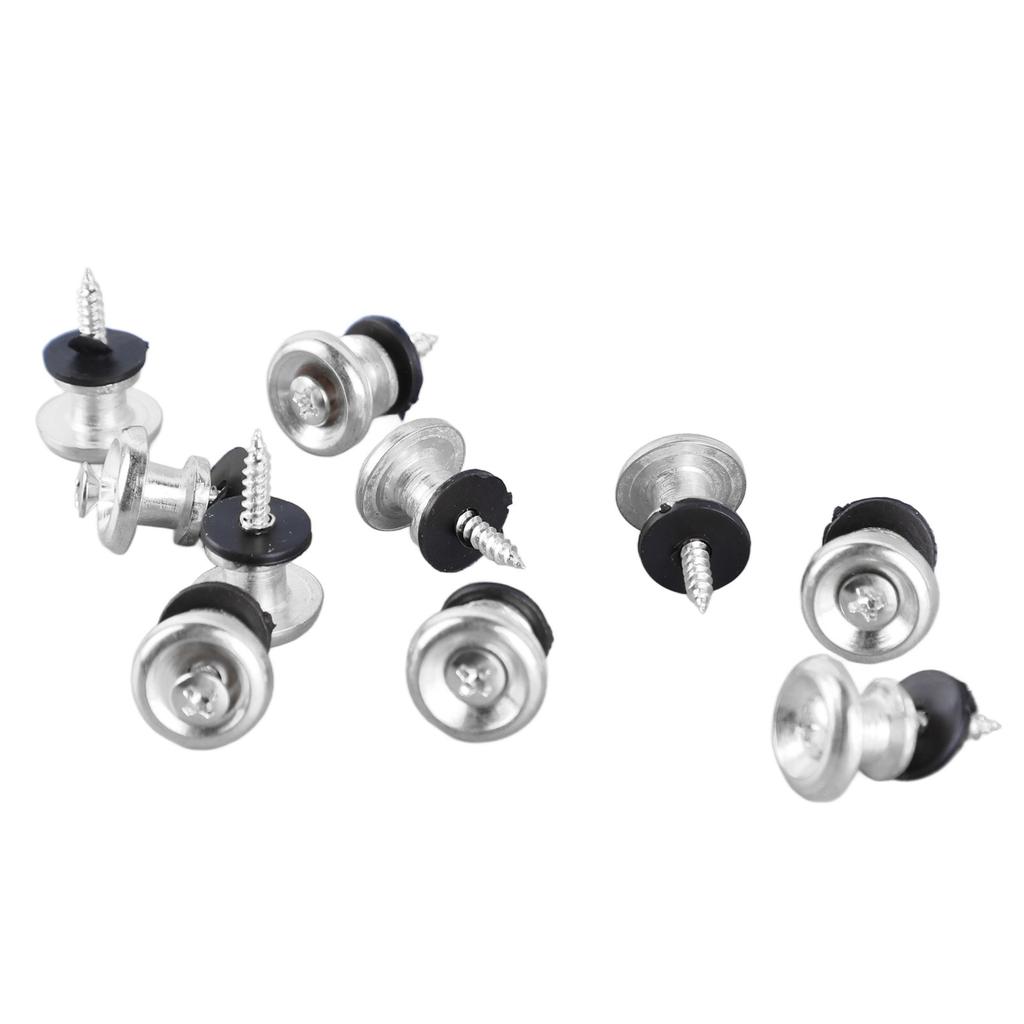 10 Pcs Guitar Strap Lock Button Mushroom Style Adjustable Universal Strap Lock Pin for Ukulele Bass Silver