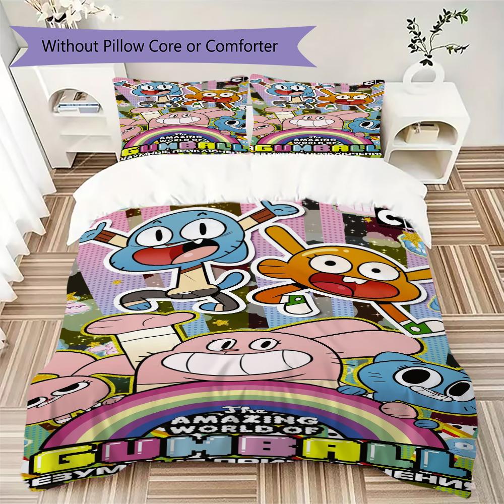 Amazing World Gumball Pattern Bedding uilt Set uilt Cover Pillowcase Home Decoration Birthday Gift (1 * duvet cover + 2 * pillowcase without core)196