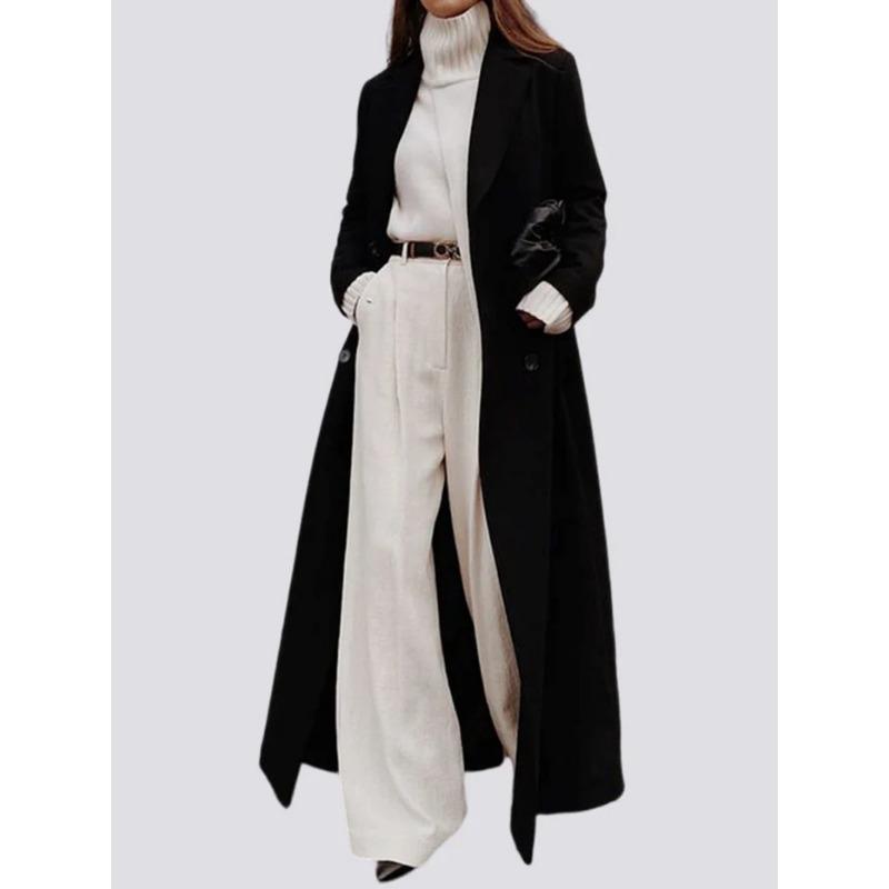 Höstmode Damkappa Chic Lös Lång Oversize Varm Tunn Ofodrad Trenchcoat Jacka Ytterkläder