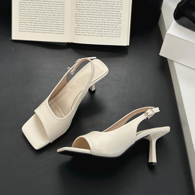 Fashion SUOJIALUN 2025 New Brand Women Sandal Shoes Fashion Square Toe Slip On Gladiator Shoes Thin High Heel Ladies Elegant Pumps Shoes