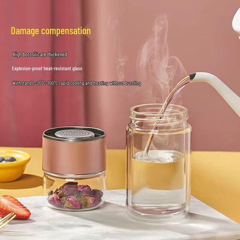 Ailan Huijia SJ Double-Layer Tea Separation Glass Mug 350ml