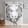 Rideaux transparents avec yeux bleus, Art de tigre blanc minimaliste abstrait, pour enfants, chambre à coucher, salon, cantonnière de fenêtre, décor de cuisine
