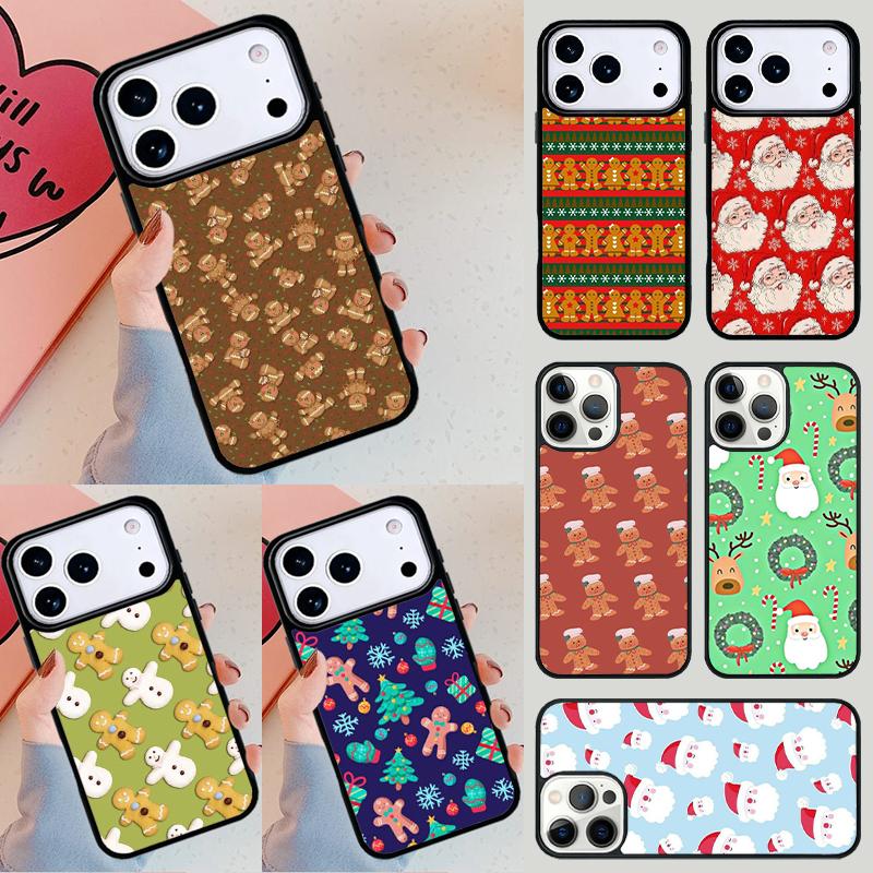 Cute Gingerbread man Christmas Phone Case For iPhone 17 Air 14 15 13 12 Max Cover For Apple 14 15 16 16e 11 Pro Max Plus