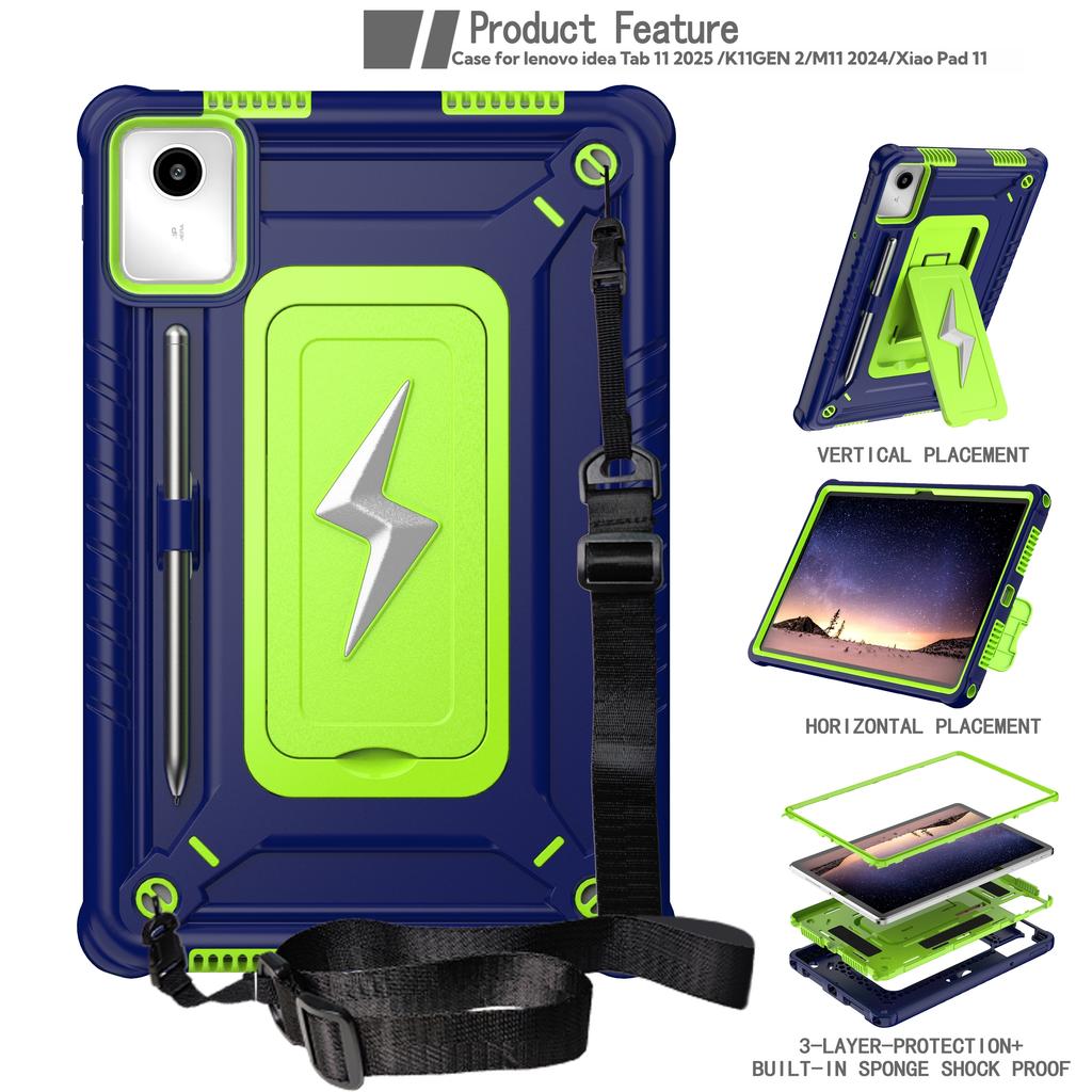 Hybrid Case for Lenovo Xiaoxin Pad 11 2025 2024 Idea Tab K11 Gen2 M11 TB335FC TB336FU TB330FU TB331FC Built-in Kickstand Cover