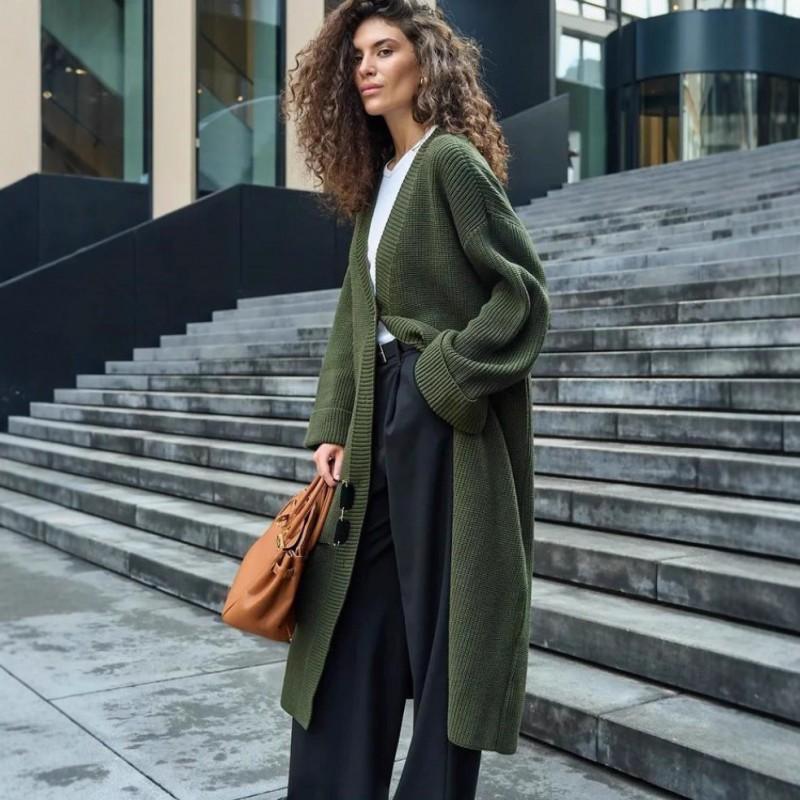 Womens Oversized Longline Knit Cardigan Sweater