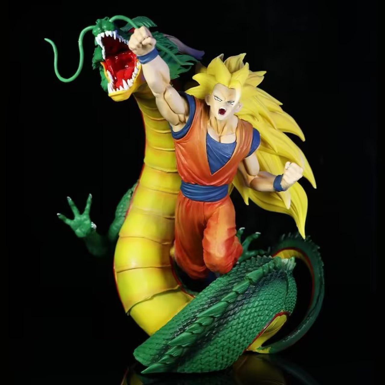 

20cm Cartoon Anime Dragon Ball Z Dragon Fist Goku Shenron Combat Form Statue Model Decoration Children Toy Decorative Gift зелёный