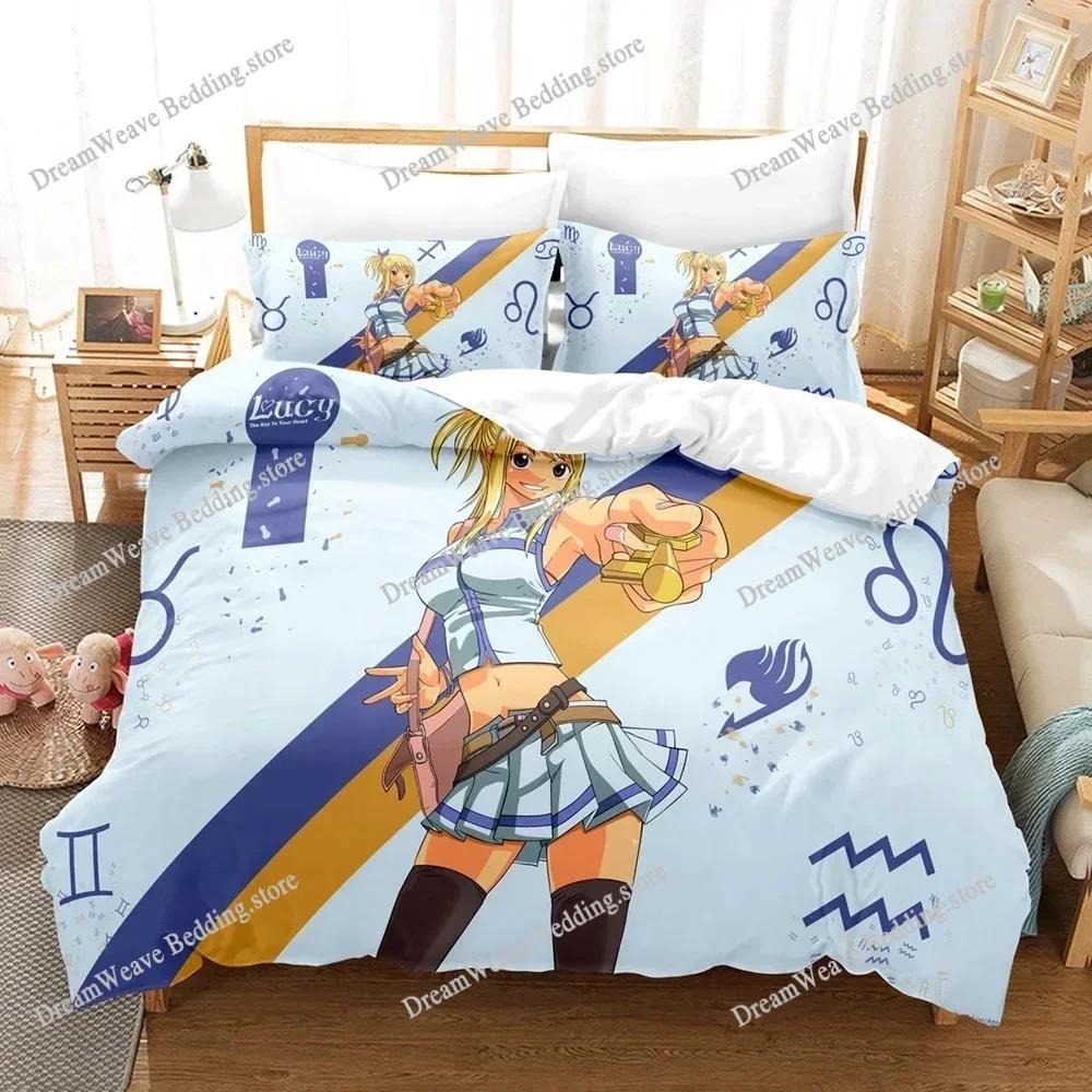 Fashion 3D Print Anime Bed Sheet Faity Tail Bedding Set Single Twin Full Queen King Size Bed Set Adult Kid Bedroom Duvet Cover