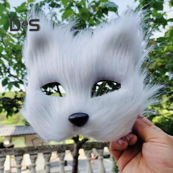 Fox Face Cushion Faux Fox Half Face Cushion with Tail Gloves Masquerade Halloween Cosplay Party Costume Accessory for Girls