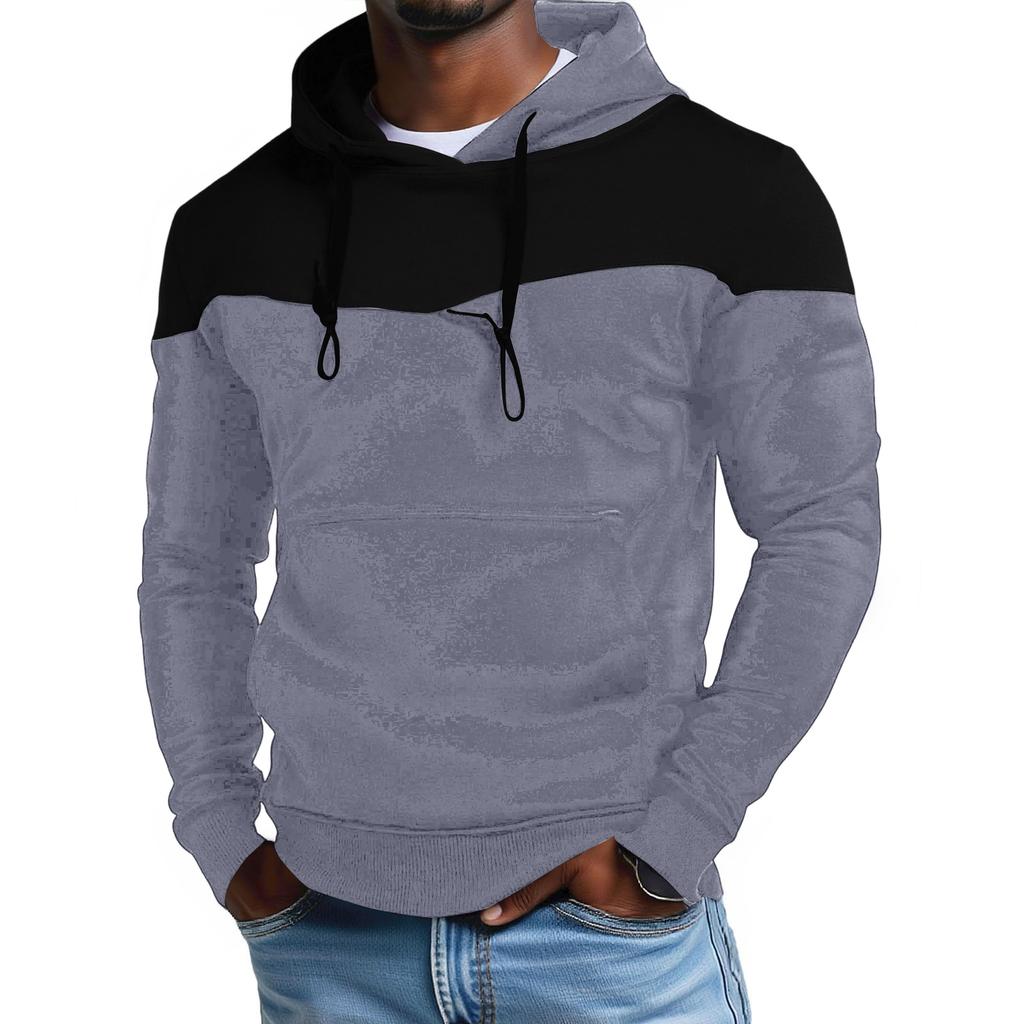Men's  Leisure  Two  Colors  Splicing  Sports  Leisure  Long  Sleeves  Hoodie