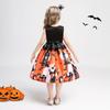 New Fancy Magic Witch Halloween Costume for Kids Bat Ghost Gothic Black Dress for Girl Carnival Party Halloween Girls Princess Dress