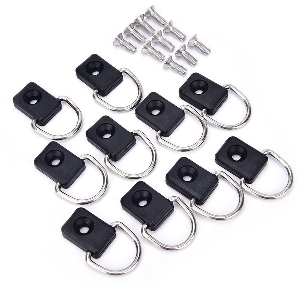 

10 Pieces Stainless Steel Kayak Tie Downs Cargo Awning Lashing Rings Floor Board Rope Bolts Boat Parts Maintenance Kit
