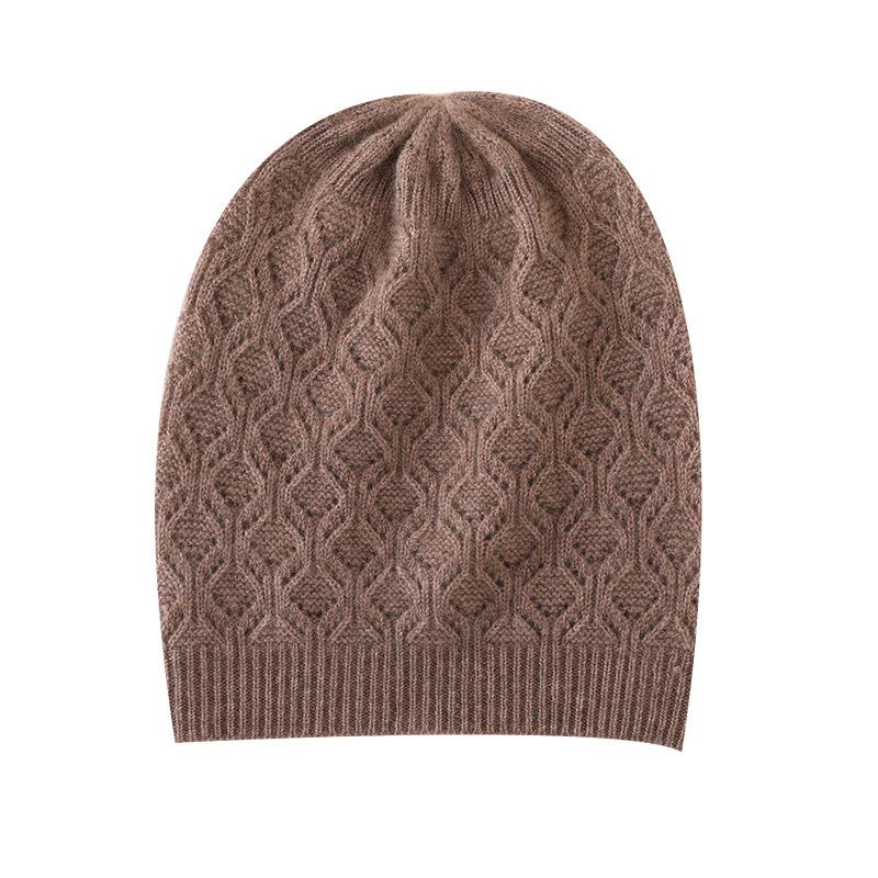 Cashmere Autumn and Winter New Style Women's High End Solid Color Cable Thickened Warm Fashion Knitted Casual Hat