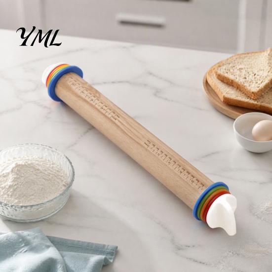 Heavy Duty Dough Roller for Pizza Rolling Pin with Thickness Rings, Ergonomic Measurement Markings Kitchen Tool, Precision Control Non-Stick
