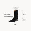 Fashion NEW Autumn Women Boots Sheep Suede Shoes Women Pointed Toe Chunky Heel Women Boots Winter Short Western Boots Women Cowboy Boots