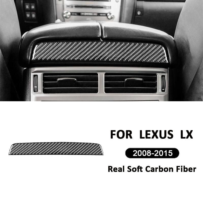 

For Lexus LX 2008-2015 Carbon Fiber Automotive Rear Center Air Outlet Top Panel Storage Box Cover Decoration Interior Sticker чорний