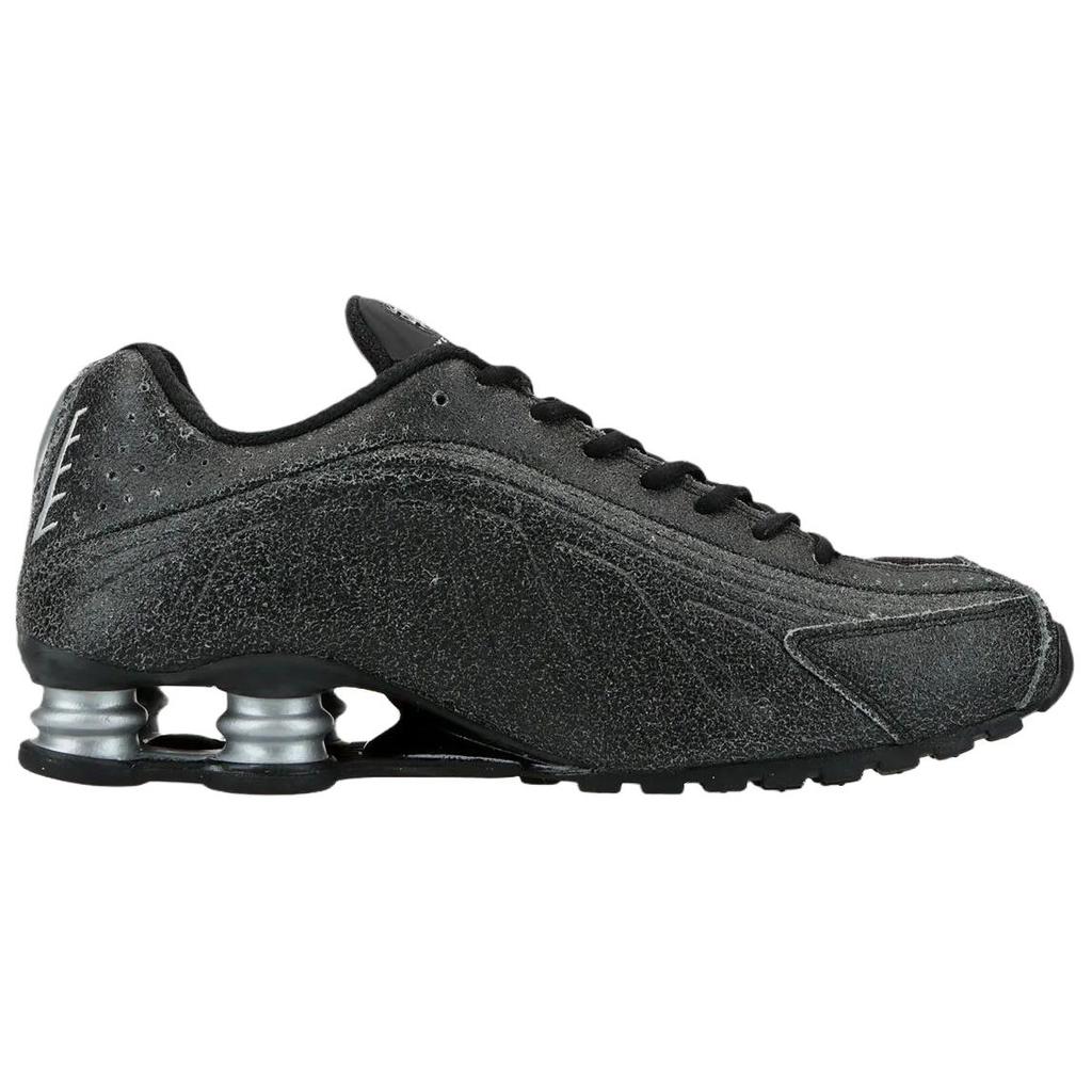 Nike Shox R4 Schwarz Distressed Leder Herren Sneaker Sail Light-Smoke-Grey Metallic-Silber IO4544-002