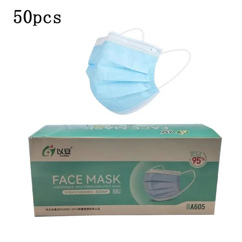 50pcs Disposable Face Masks Filter 3 Layer Ply Mask Non-wove Anti-dust Mask Sanitary Mascarillas Safety Face Masks Respirator