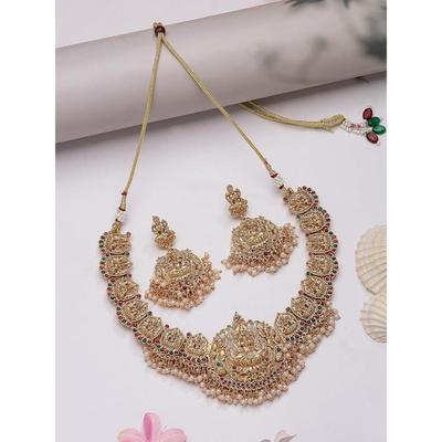 Stylish  with Beaded Studded Choker Necklace with Dangle Earring Jewellery Set for Women & Girls