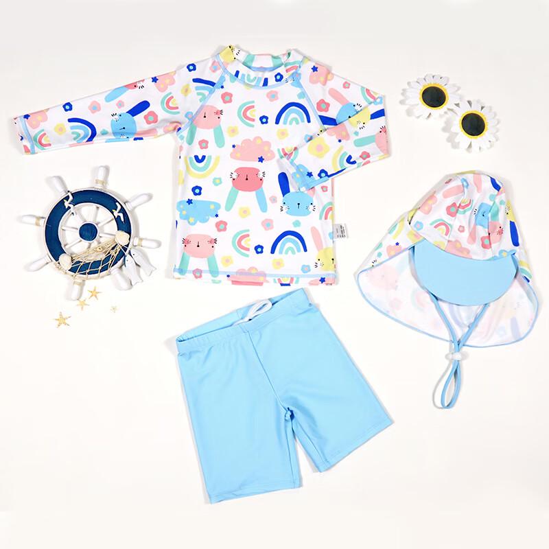 Children s Cartoon Rabbit Split Long Sleeve Swimsuit Set Size 1