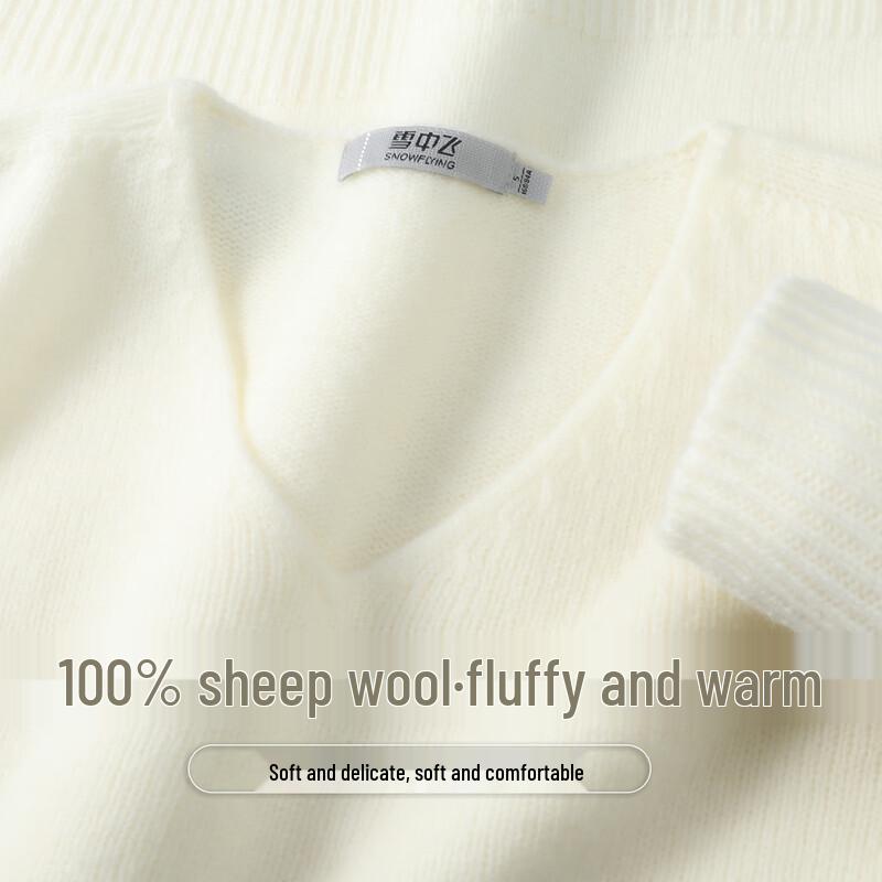 SNOWFLYING Women s 100% Merino Wool Thick V-Neck Long Sleeve Sweater M