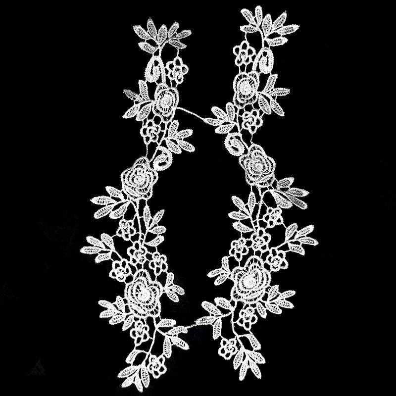 

Polyester light embroidery lace symmetrical clothing lace accessories water-soluble hollow embroidery flower strip cloth sticker white