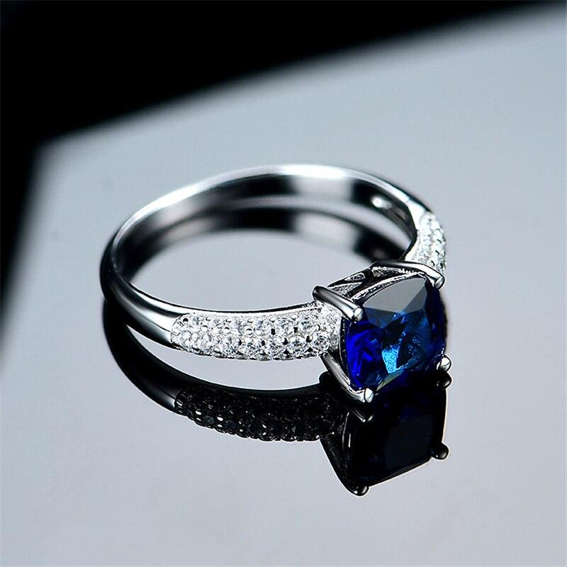 925 Sterling Silver Rings For Women Created Nano Blue Sapphire Rings 2021 Trend Birthday Luxury Engagement Wedding Fine Jewelry