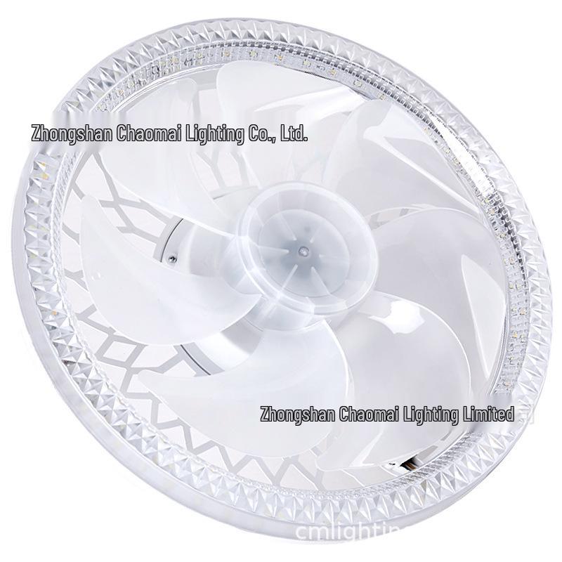 E27 Screw-in Crystal Seven-Blade Indoor LED Fan Light with Stepless Dimming and Remote Control