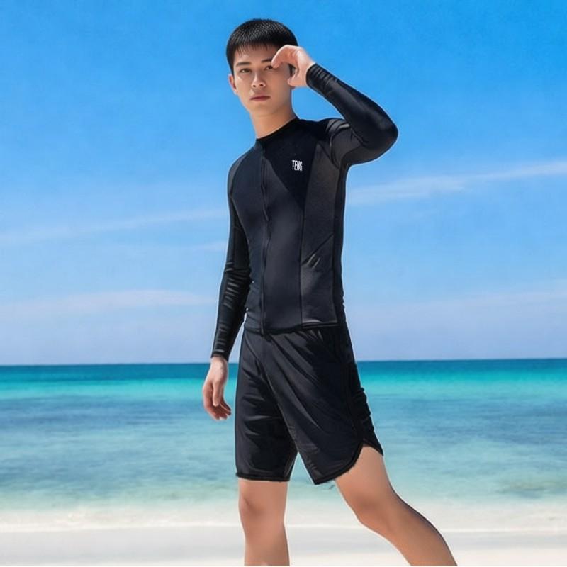 Mens 300g Split Wetsuit Set Long Sleeve Top Pants UV Protection Quick Dry Snorkeling Surfing Diving Gear