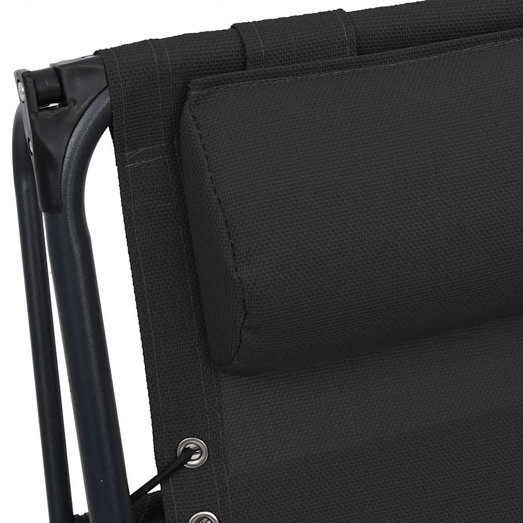 Folding Sun Lounger Textilene Black