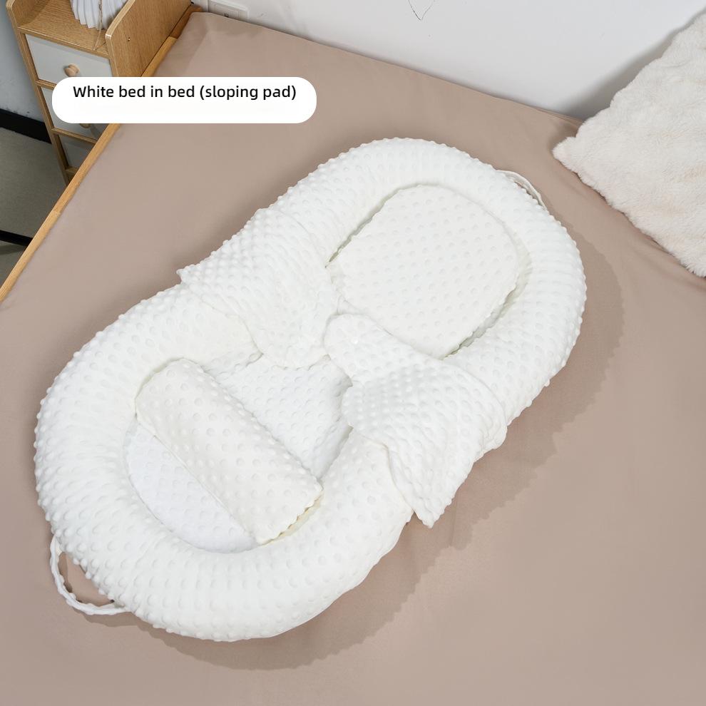 Newborns Soothing Crib with Slope Pad & Leg Rest and Toy Stand Rack for Comfort Nest Bed