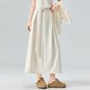Strappy Flowy Women's A-line Bodycon Midi Skirt with High Waist & Back Slit - Spring 2026