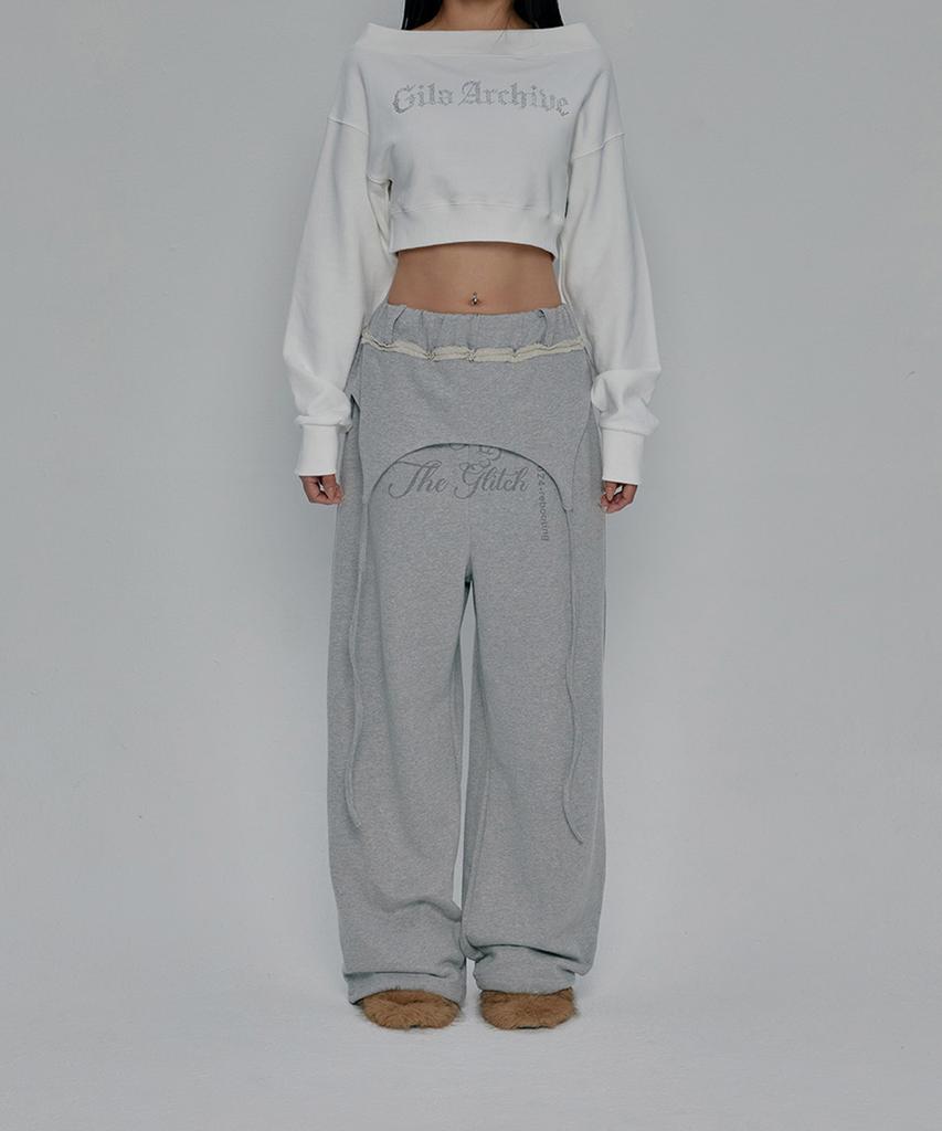 Gillaakaibeu Overlap Script Sweatpants_Grey
