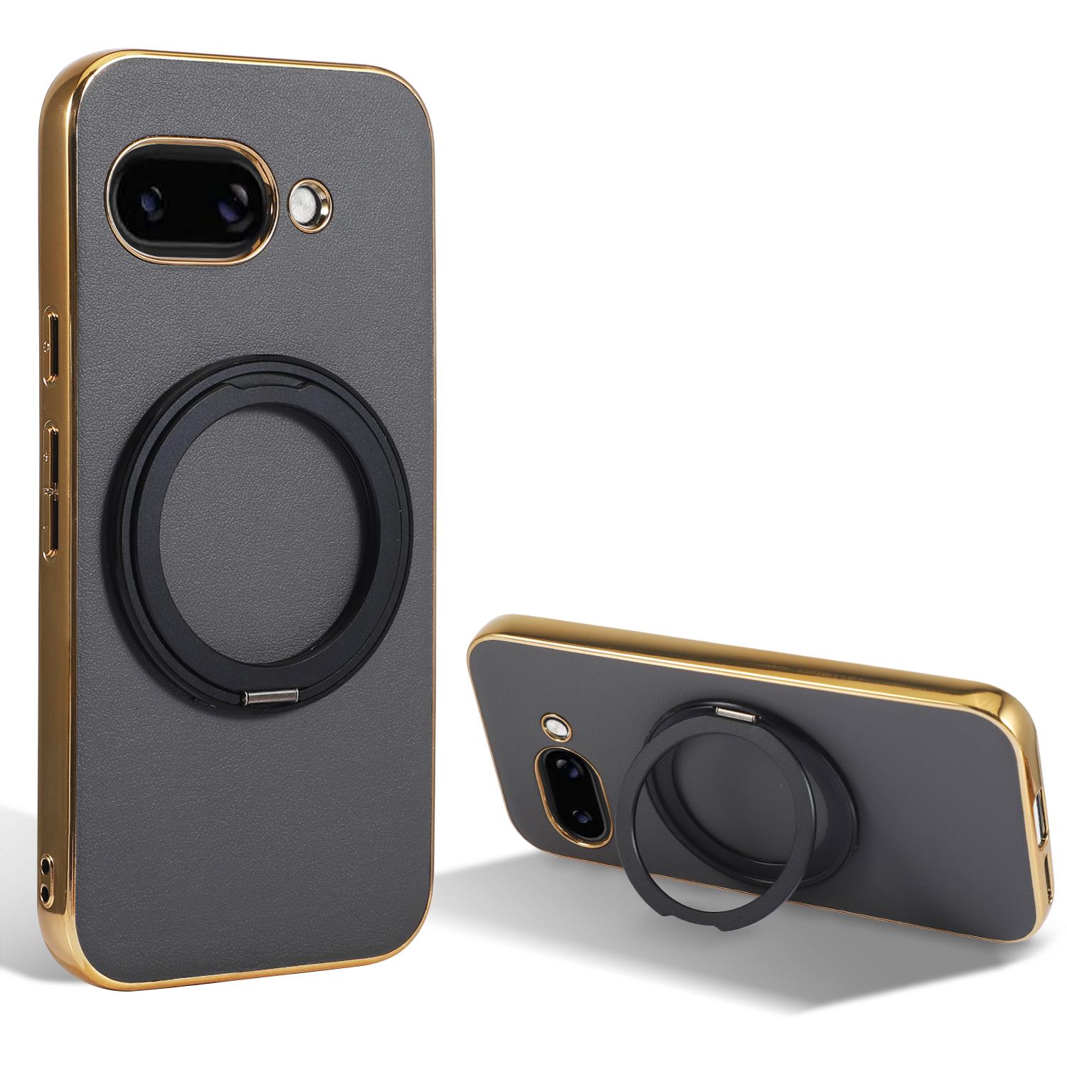 

For Google Pixel 9a Case Compatible with MagSafe Electroplating TPU+PC Kickstand Phone Back Cover Grey