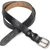 Womens Leather Belt for Jean Pants Hollow Pin Buckle Adjustable Waist Belt