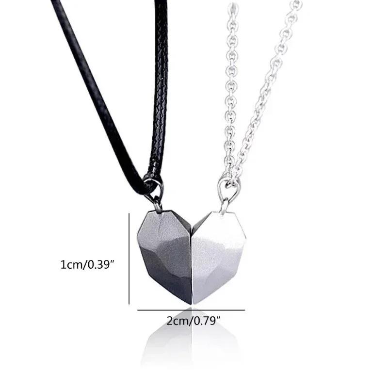 Love Magnet Magnet Couple Necklace Peach Heart Magnet Couple Necklace A Pair of Heart-shaped Pendant Collarbone Chains Necklaces