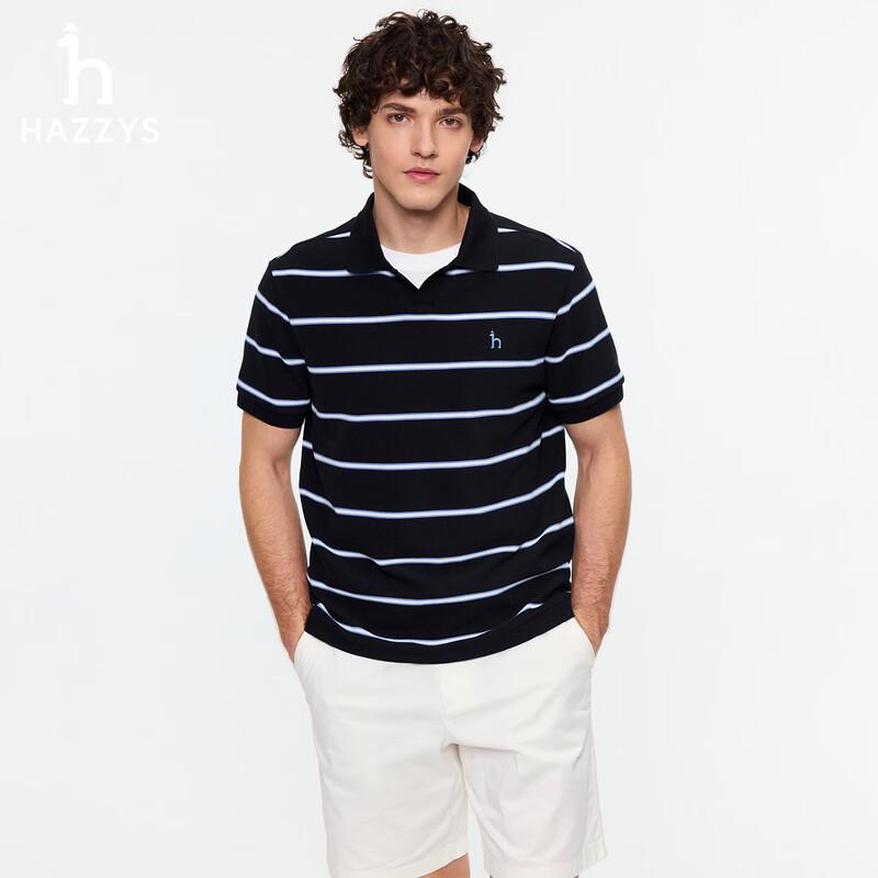 HAZZYS Men s Striped V-neck Short Sleeve Polo Shirt 2XL