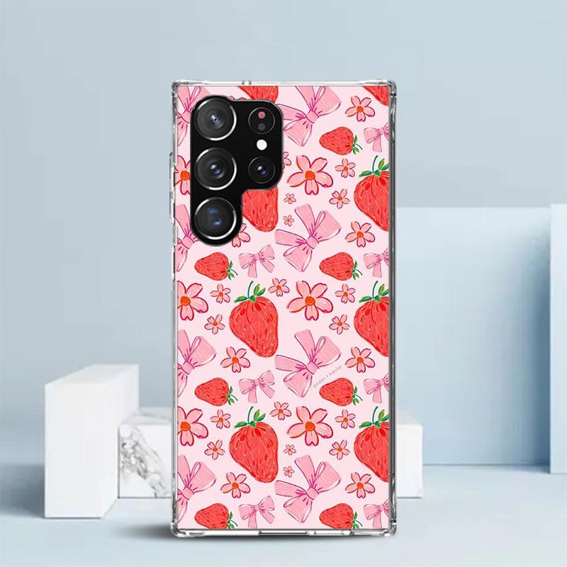 Strawberry Cartoon Girl Soft Cover for Samsung Galaxy S25 Edge S26 S24 S23 Ultra Phone Case S22 S21 Plus S20 FE Print Pattern Sh