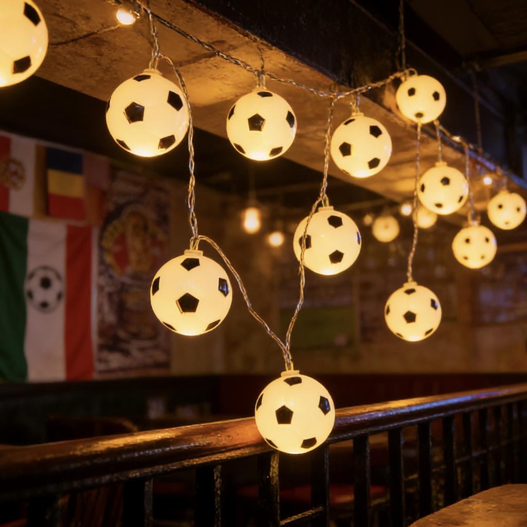 Soccer Ball String Lights for Bar Decoration Home Sports Theme Party Holiday Gathering Garden Bedroom Essential Atmosphere Lamp