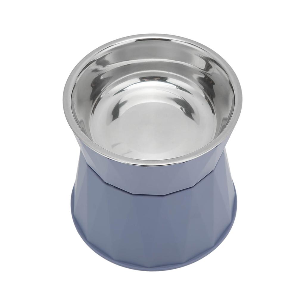Cat Stainless Steel Bowl Increased Neck Protective Heavy Duty Cat Double Bowl for Cats DogsBlue