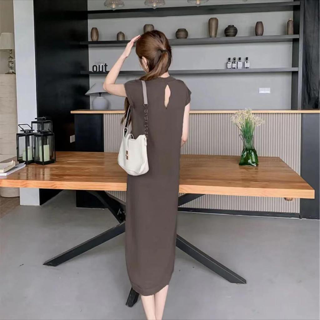 Women's Retro Sleeveless Drapey Dress - Maternity Friendly, Casual Slim Fit, Round Neck, Long Length for Autumn.