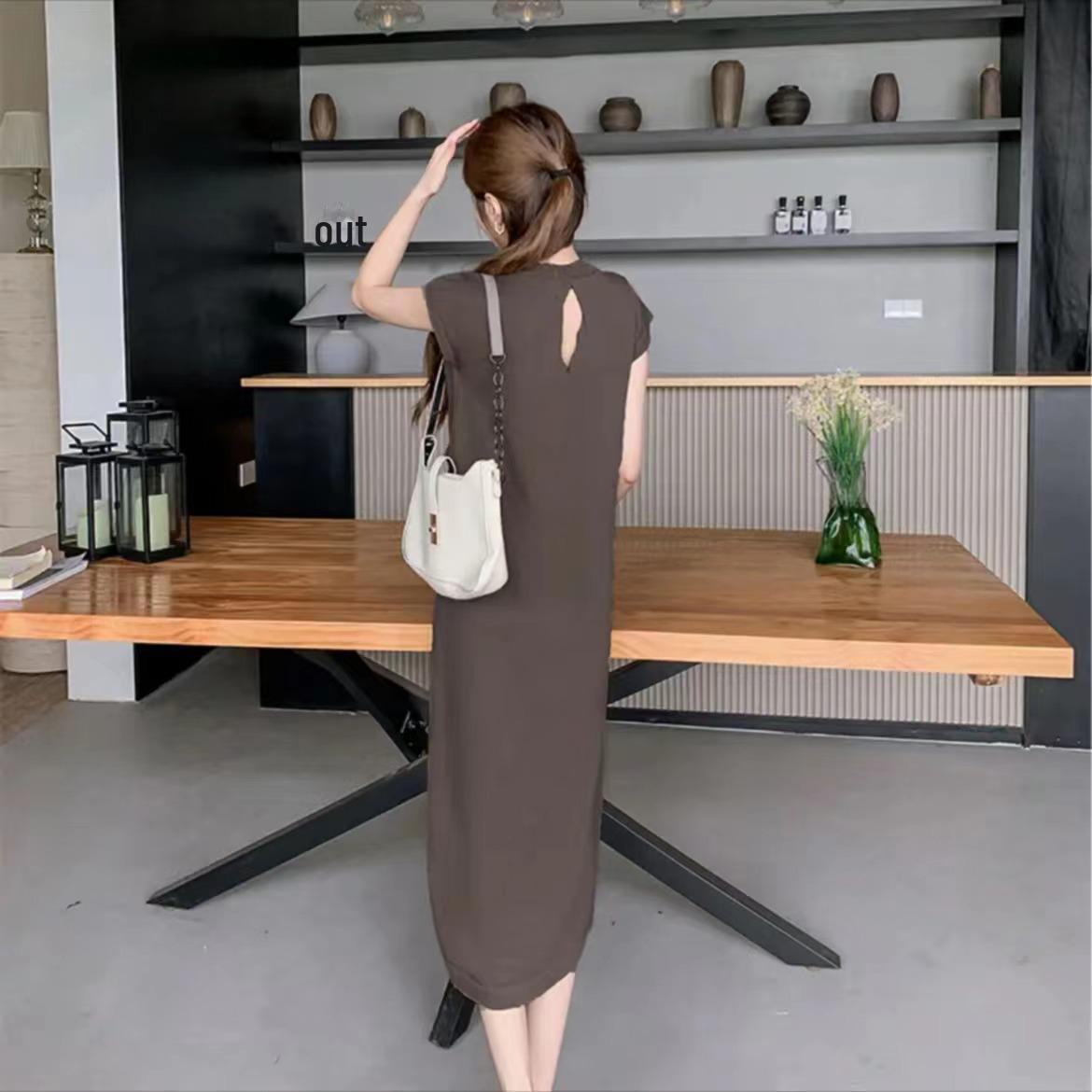 

Женское платье в стиле ретро без рукавов с драпировкой — подходит для беременных, повседневный приталенный крой, круглый вырез, удлиненная длина, на осень. XL (130-150 jin)