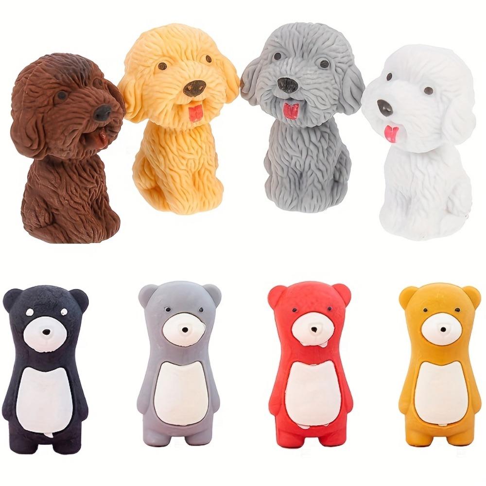 8PCS Of Elementary School Students Three-Dimensional Animal Removable Rubber Children s Cartoon Cute eraser разноцветный